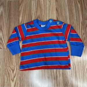 VINTAGE 70s TODDLE TIME RED BLUE STRIPED SIDE SNAP BABY BOY SHIRT SIZE 12 MONTHS